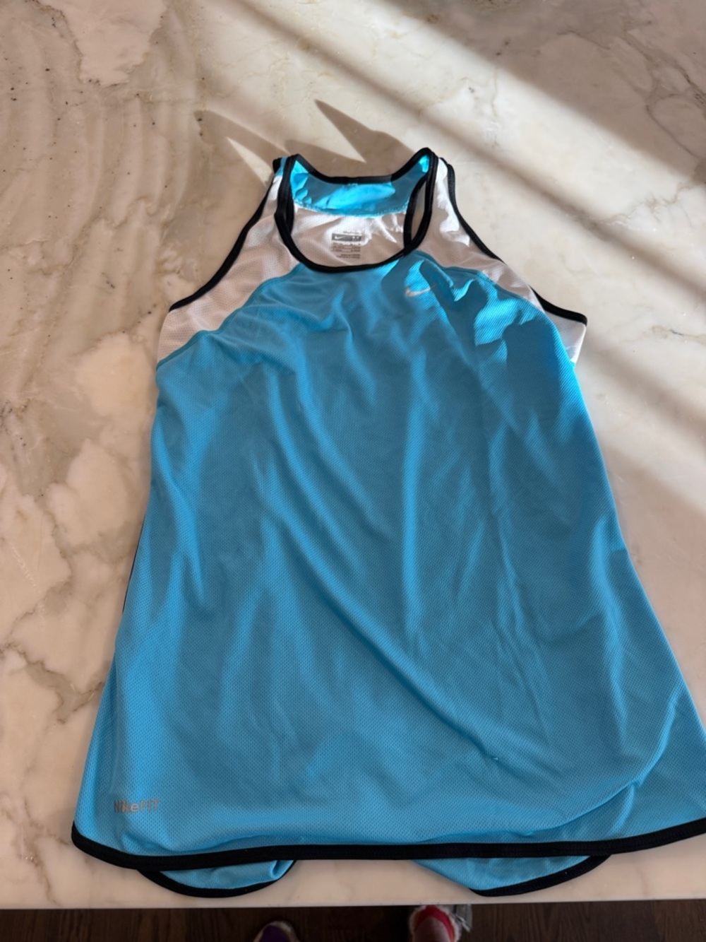 Nike Light Blue Racerback Athletic Tank with White Panels